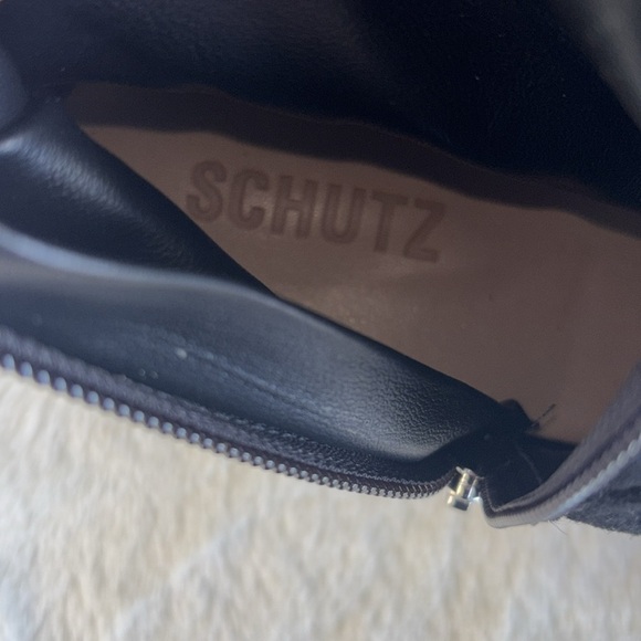 NWOT Schutz Luidi Women Sz 8 Buckled Suede Leather Knee Boot Black Side Zip - Picture 7 of 7